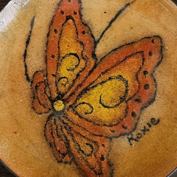 Set of 3 small mid century modern enameled studio art trinket dishes. - Picture 12 of 12